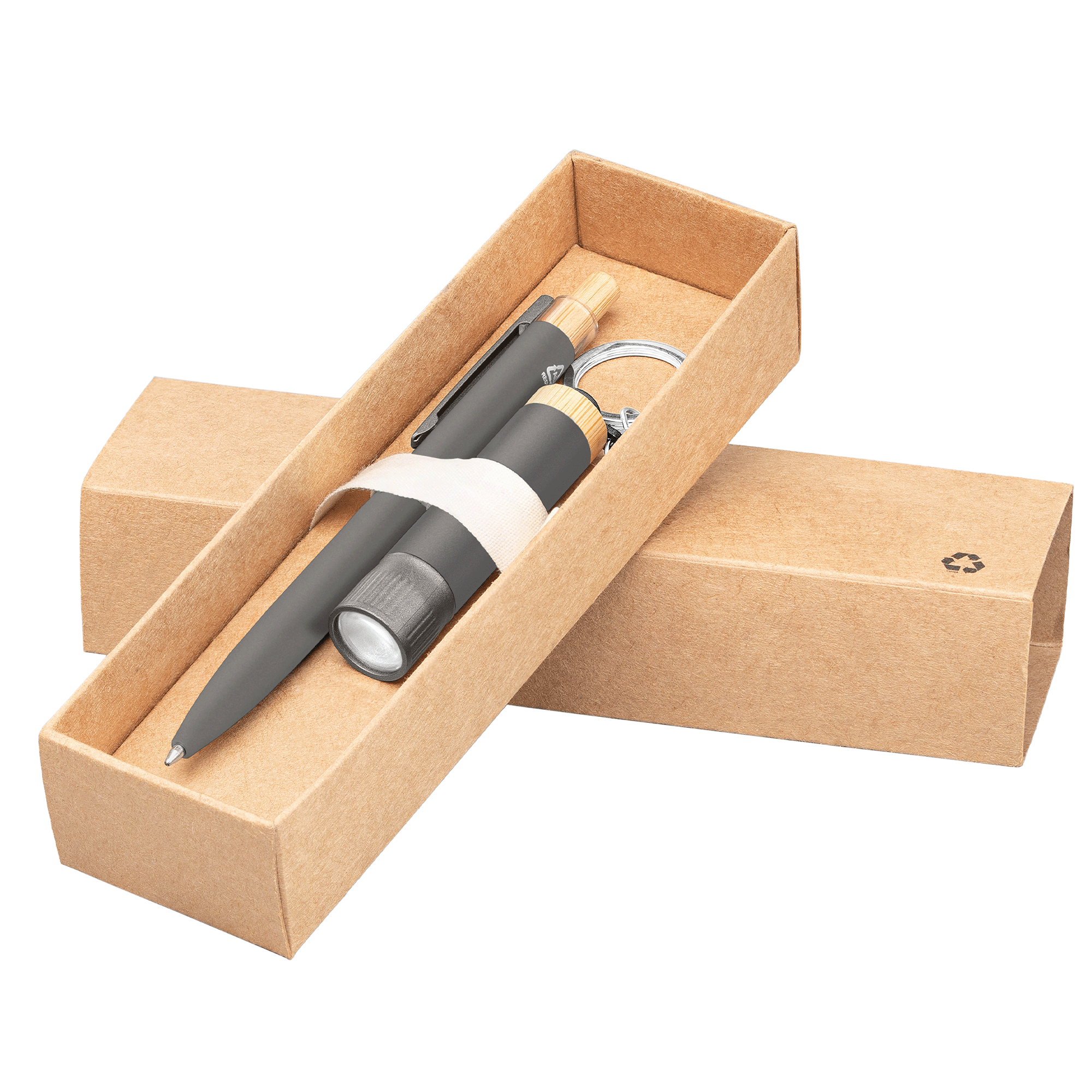 Reborn Recycled Aluminum Bamboo Accented Pen & Flashlight Gift Set 10