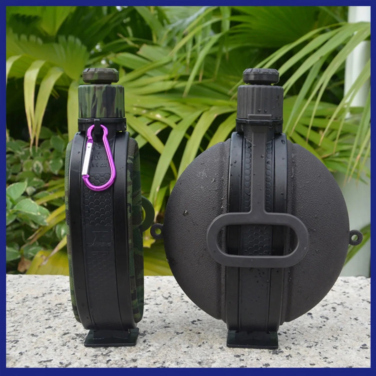 19oz Outdoor Foldable Silicone Water Bottle with Compass 3
