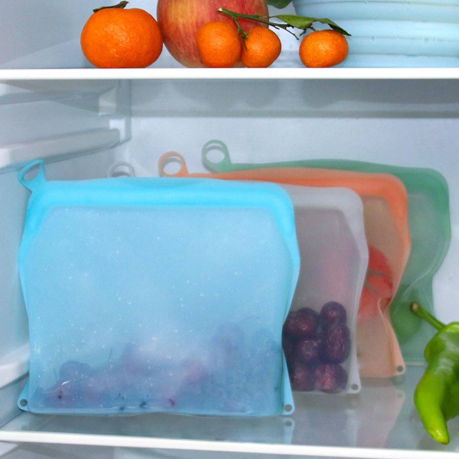 Wall-Mounted Reusable Silicone Storage Bags for Food 1000ML 6