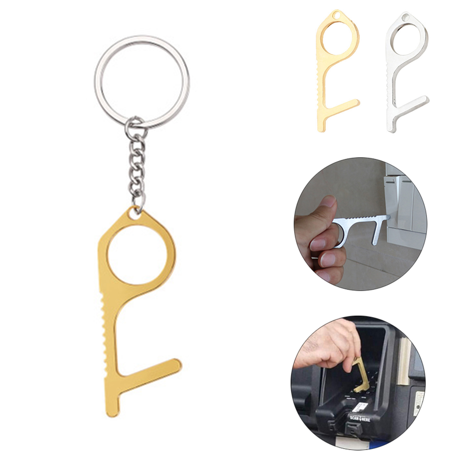 Touchless Handheld Non-Contact Zinc Alloy Door Opener with Keychain 1