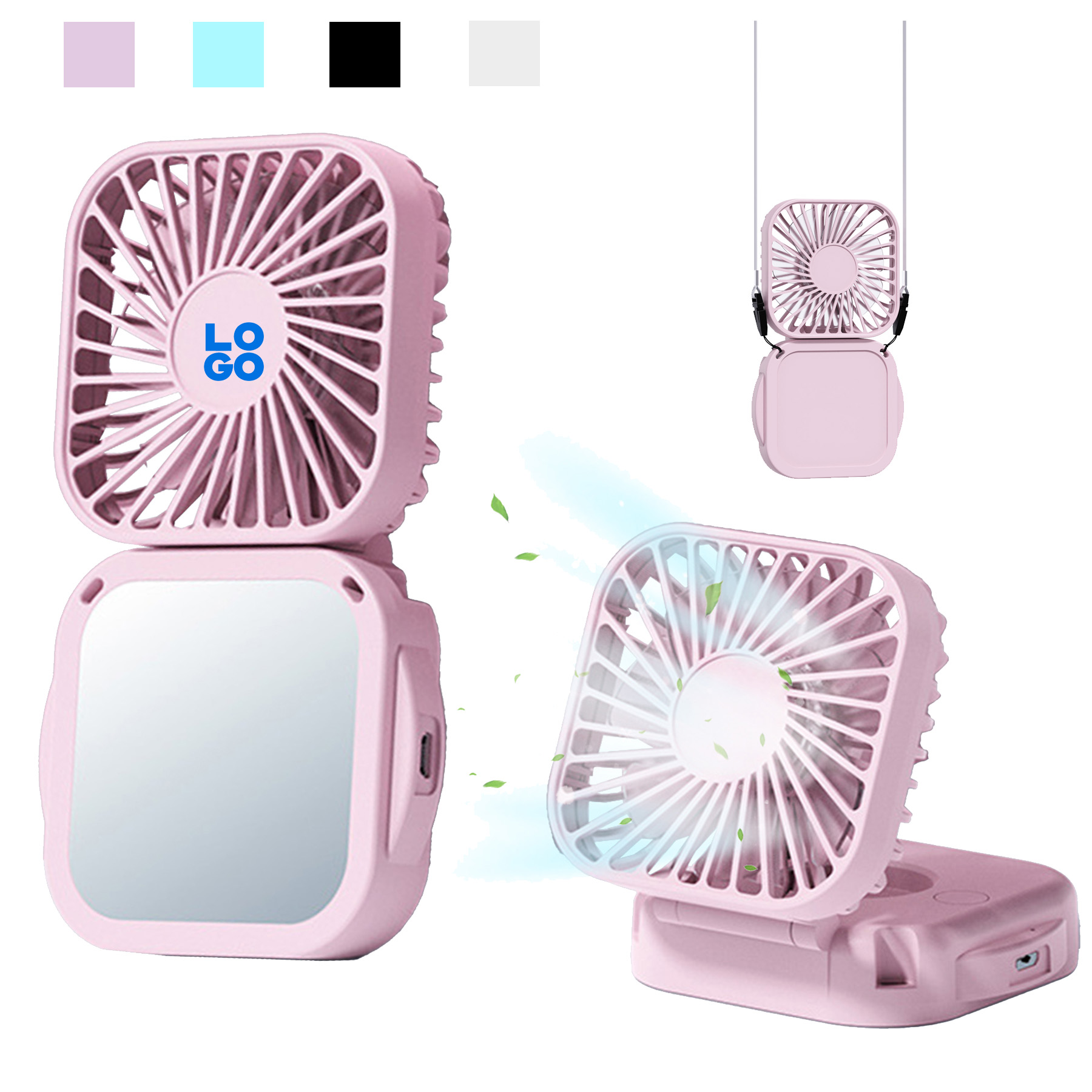 Mini Desktop Fan With Makeup Mirror 3