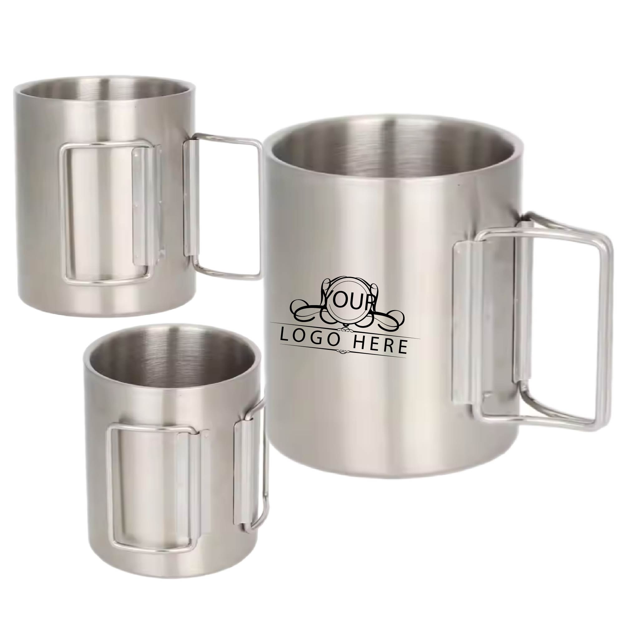 10oz Outdoor Stainless Steel Mug With Folding Handle 1