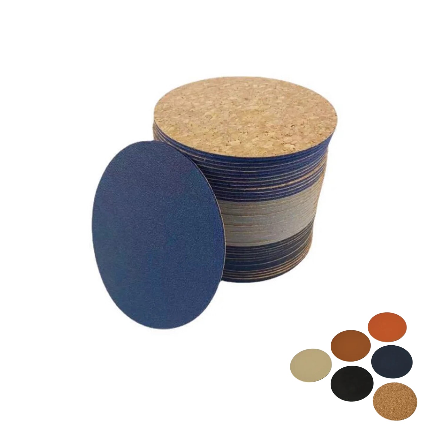 Round leather and Cork Coaster 4