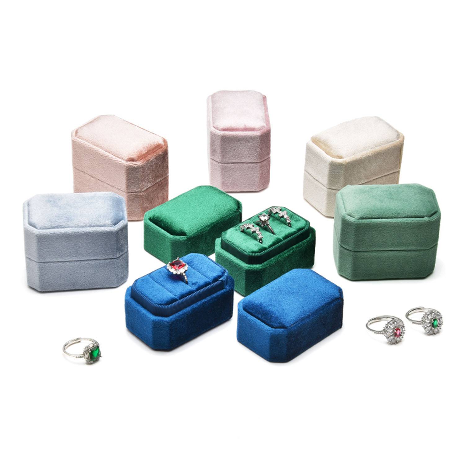 Compatc Portable Soft Velvet Ring Box w/ Large Capacity 10