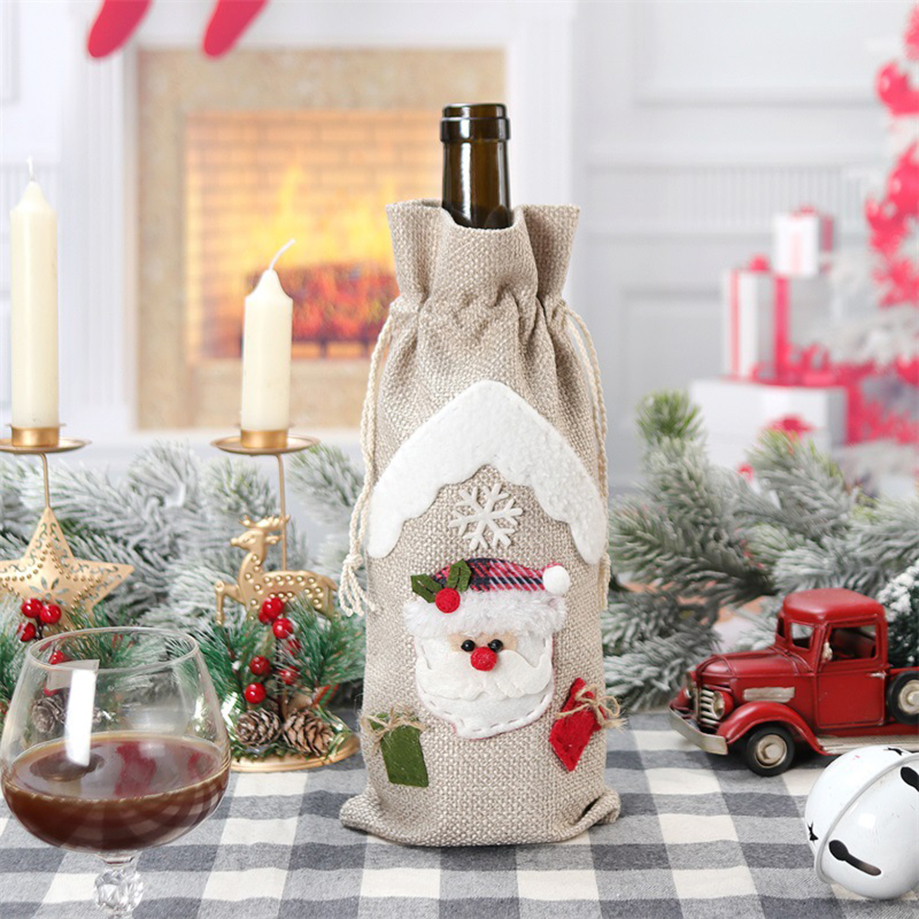 Personalized Christmas Decorations Old Man Doll Wine Holder 4