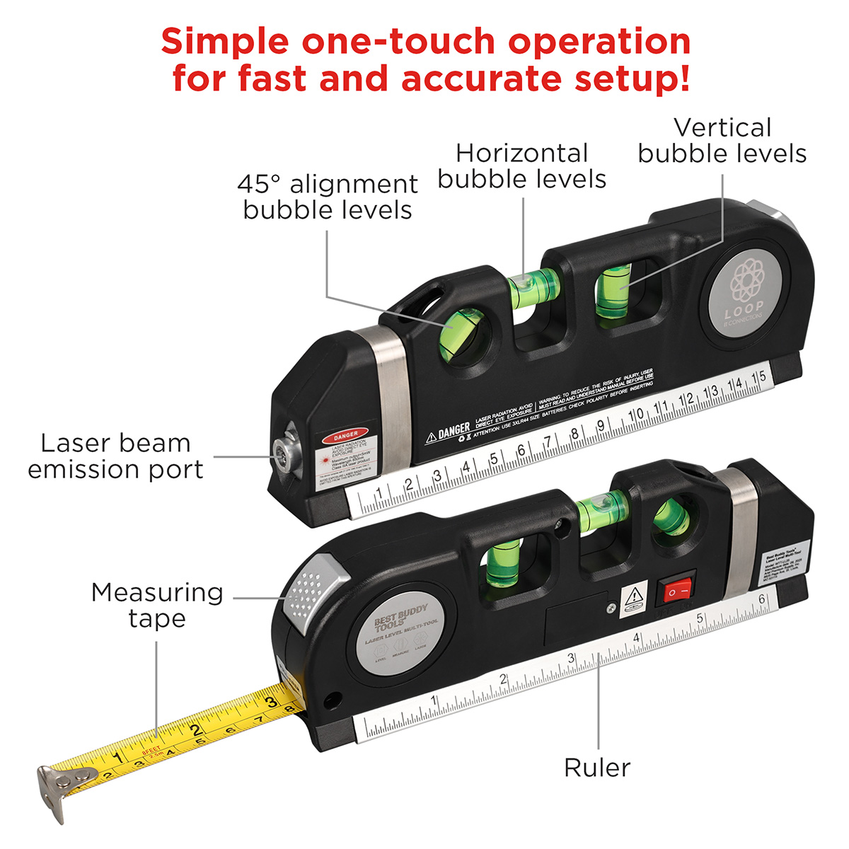 Best Buddy Tools ® Laser Level Multi-Tool 4