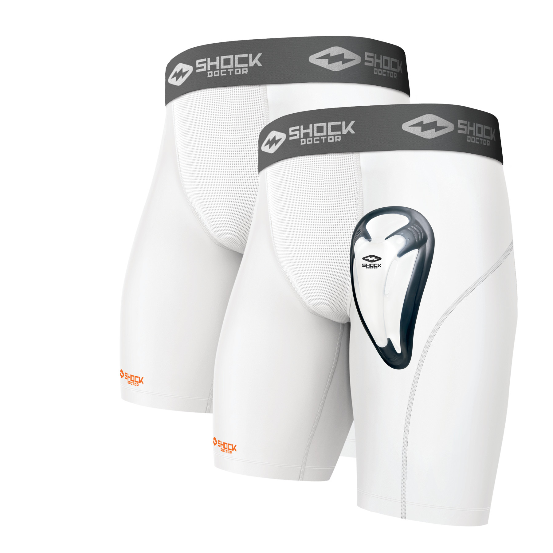 2pk Core Compression Short w/BioFlex Cup Wht 2