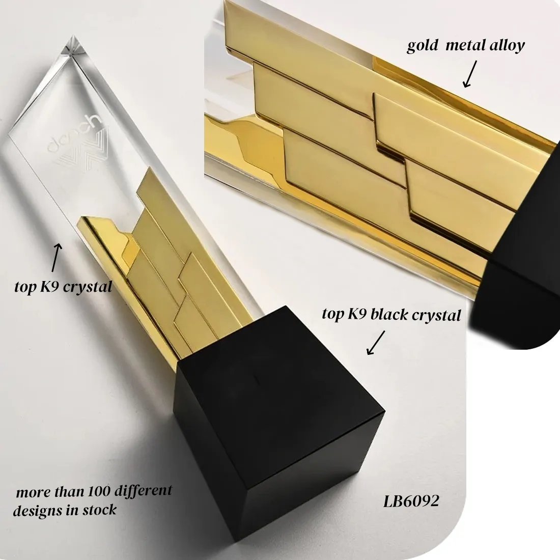 New Engraved Crystal Trophy Award Personalized 4