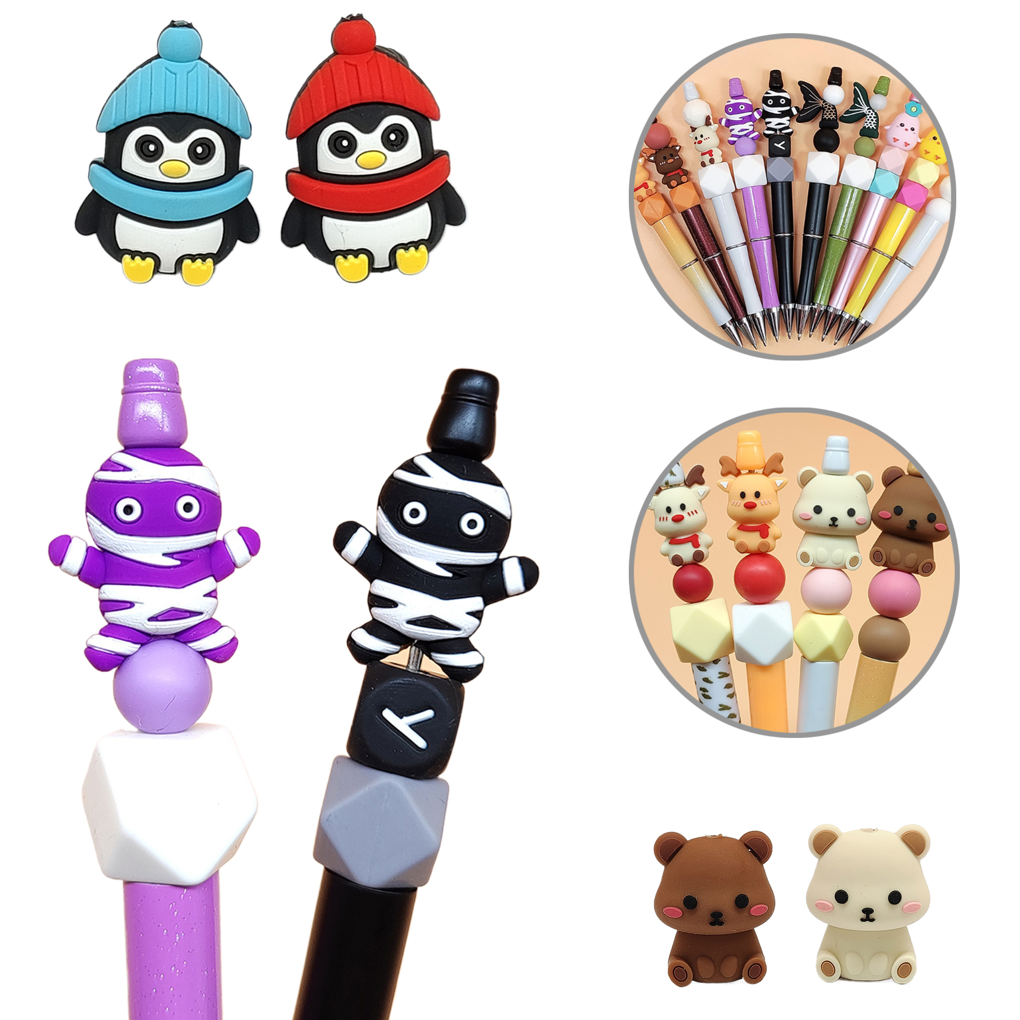 MOQ500 Custom 3D Silicone Beads For Pen Decoration 1
