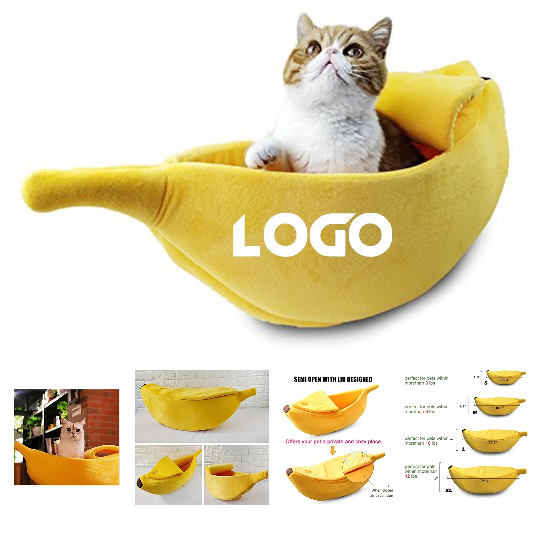 Cute Banana Cat Bed 2