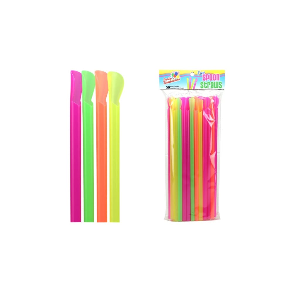 Spoon Straws - Neon Colors 10" 50 Pack 1
