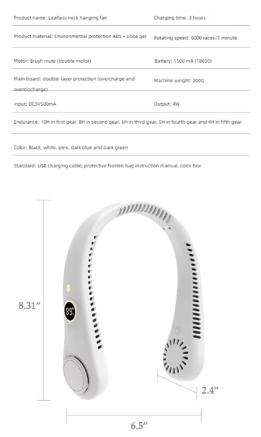 Hanging 5 Speeds Adjustable Neck Fan Box 3