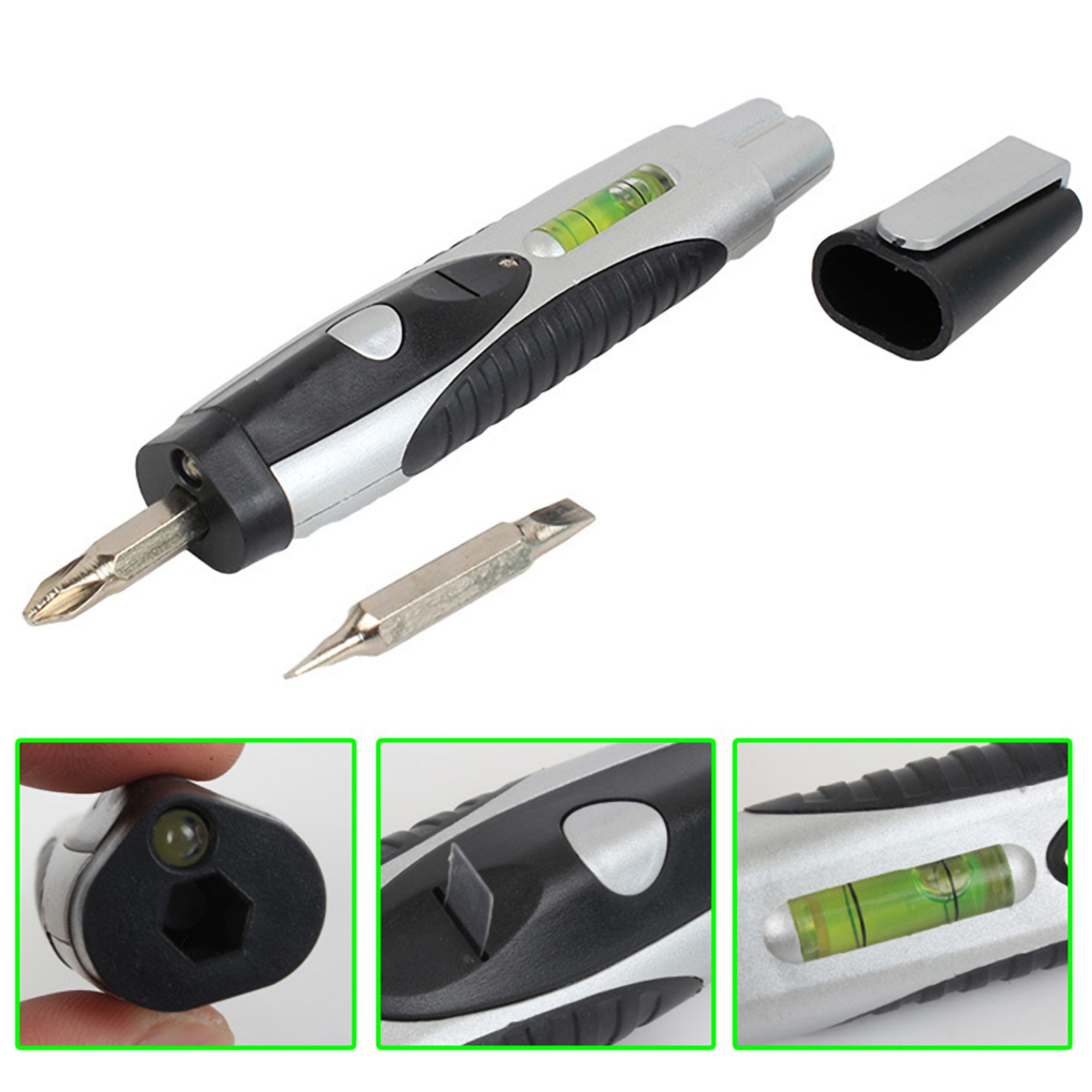 Mini Stainless Steel Screwdriver Set w/Flashlight and Leveler 3