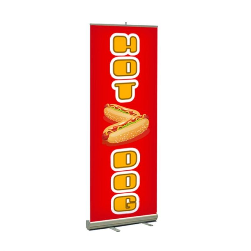 Hot Dog Pre Printed Premium Retractable Banner Red 33" x 80" 2
