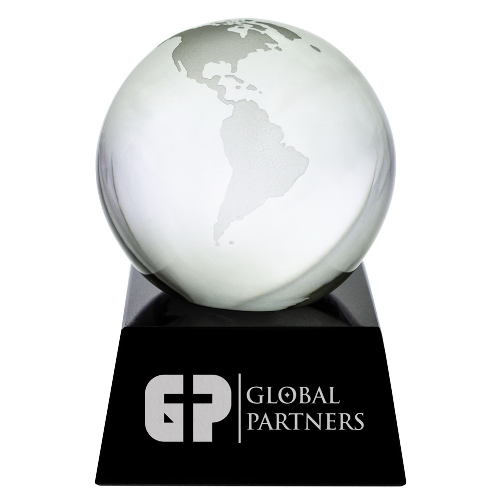 3" Crystal Globe Award on Marble Base 2