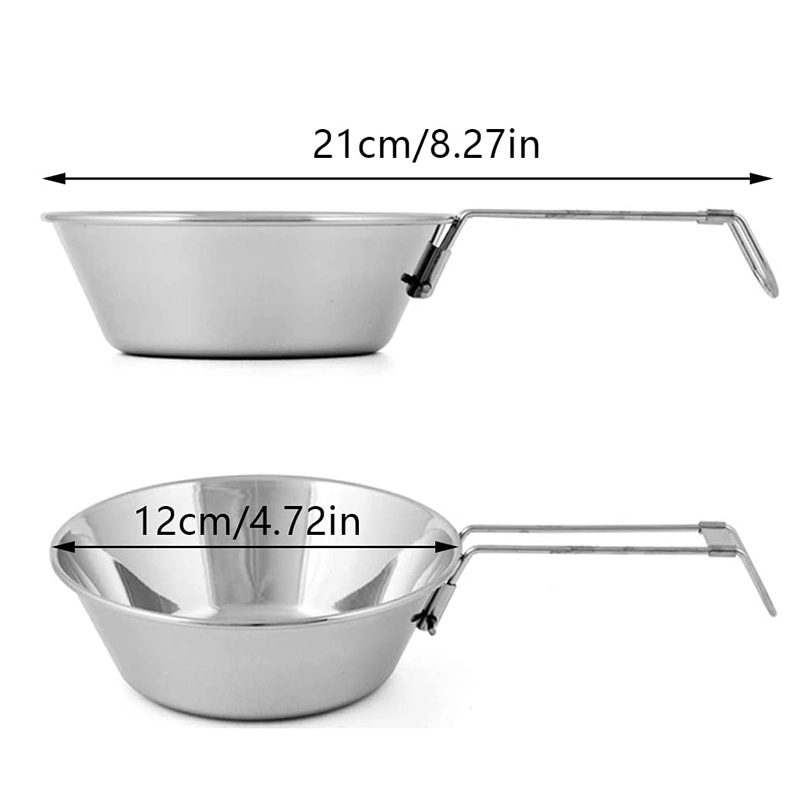 Outdoor Stainless Steel Bowl With Folding Handle 3