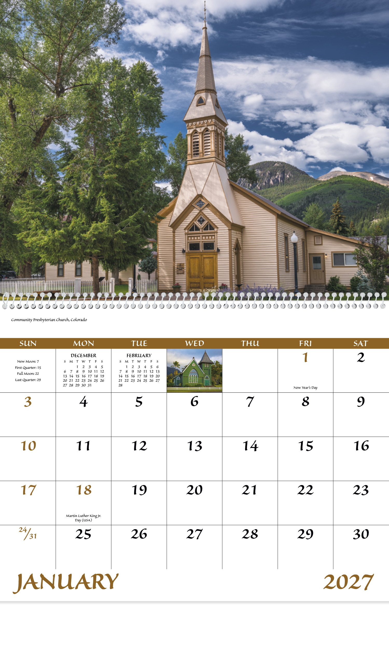 Good Value™ Scenic Churches - Spiral Calendar 25