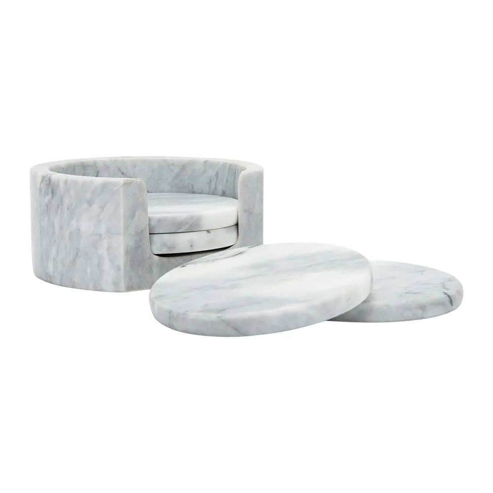 Marble Coaster Set of 4 with Holder 3