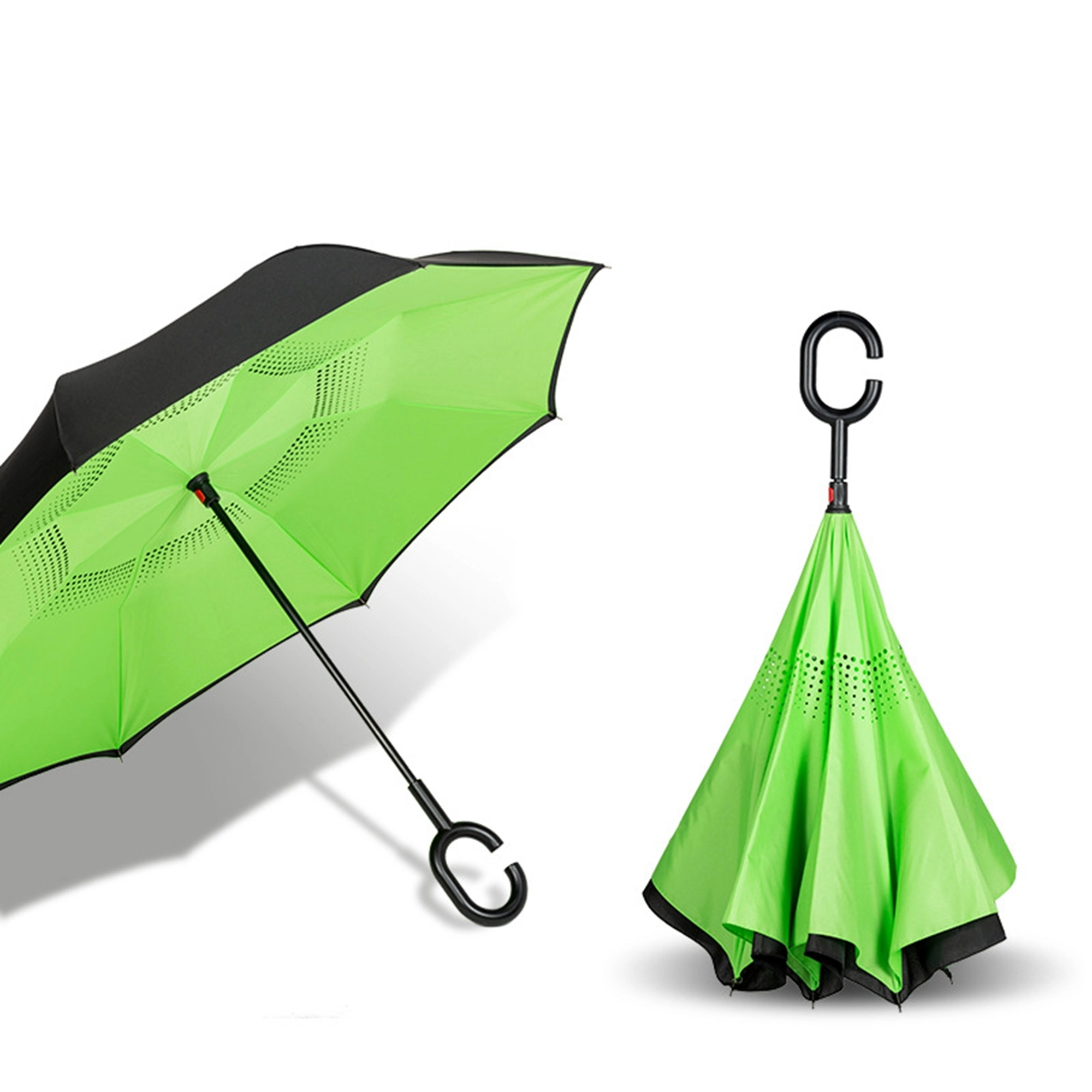 Reverse open windproof umbrella with C-handle 3