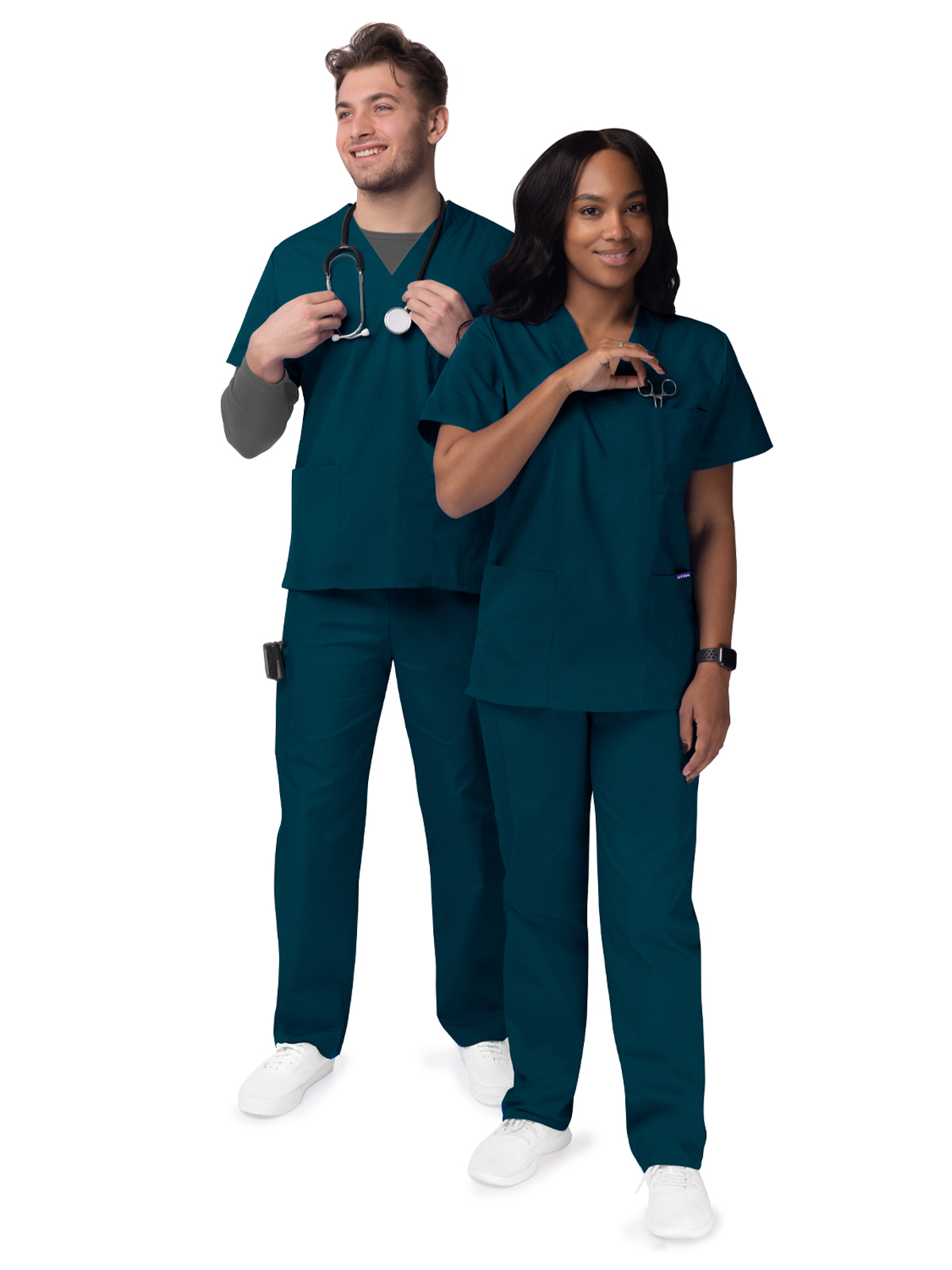 Adar - Sivvan - Unisex V-Neck Top Drawstring Pant Scrub Set 39