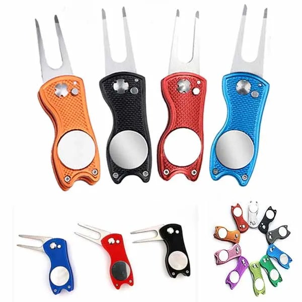Golf Divot Repair Tool Foldable Stainless Steel Switchblade 5