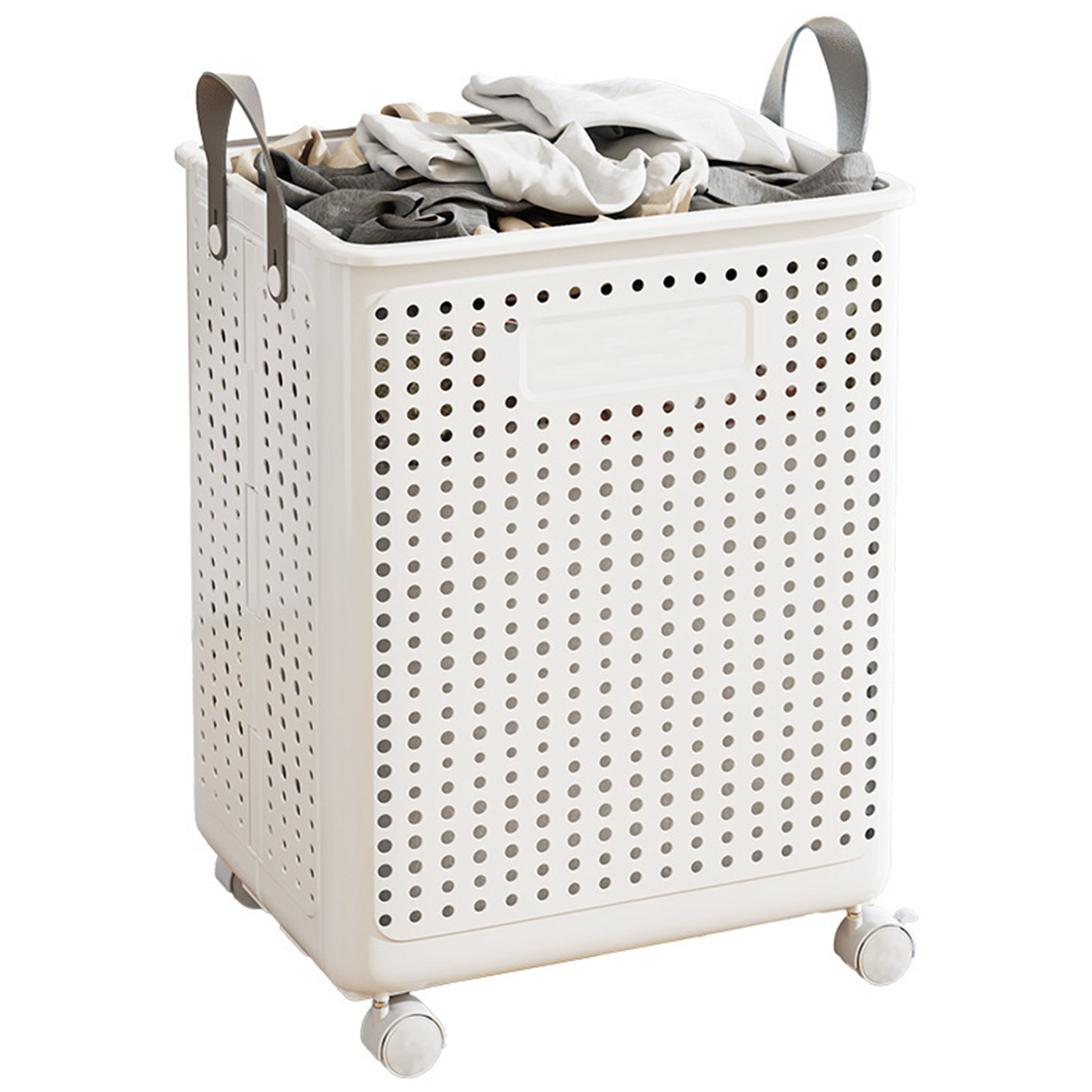 Portable Collapsible Laundry Basket w/ Wheels and Handle 3