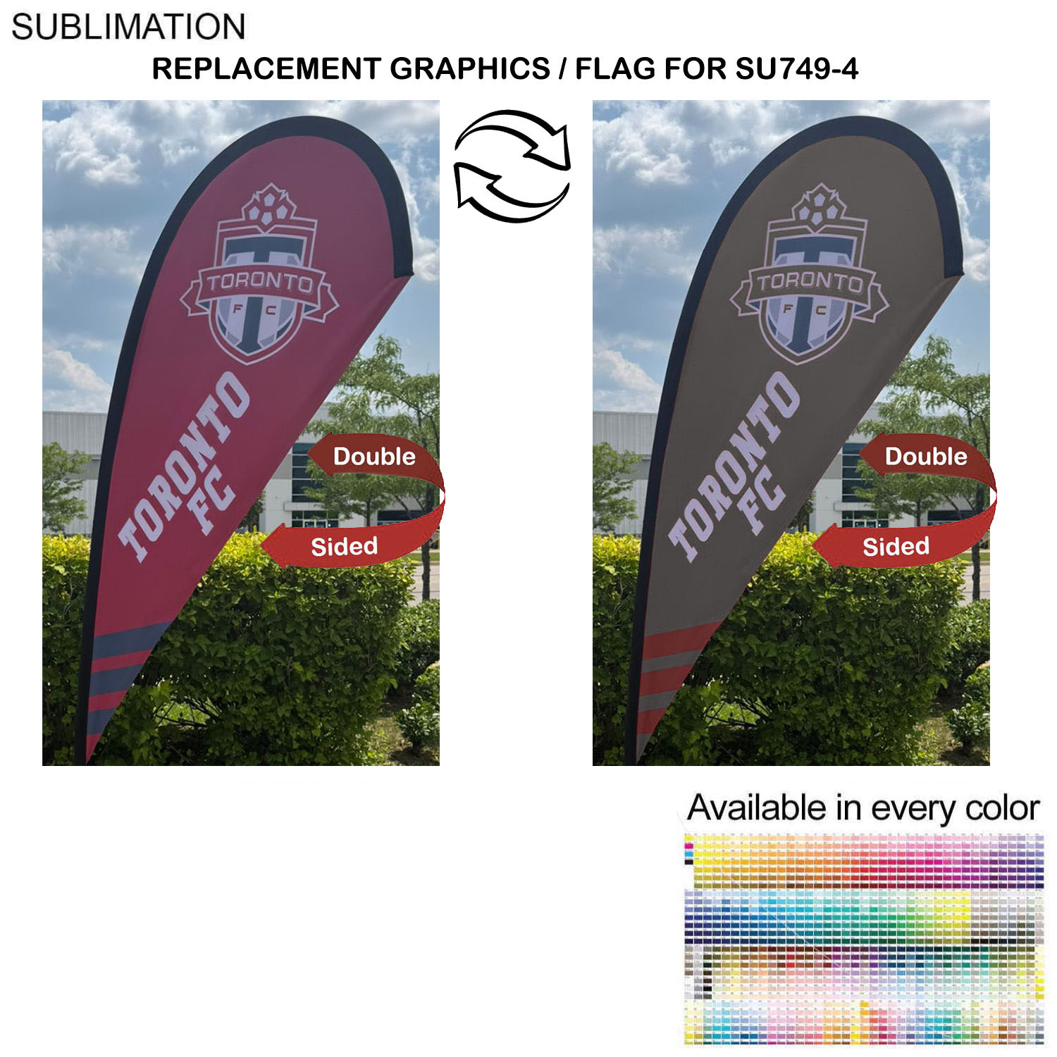 Replacement Flag for 7.5' Small Tear Drop Flag Kit, Full Color Graphics Double Sided 2