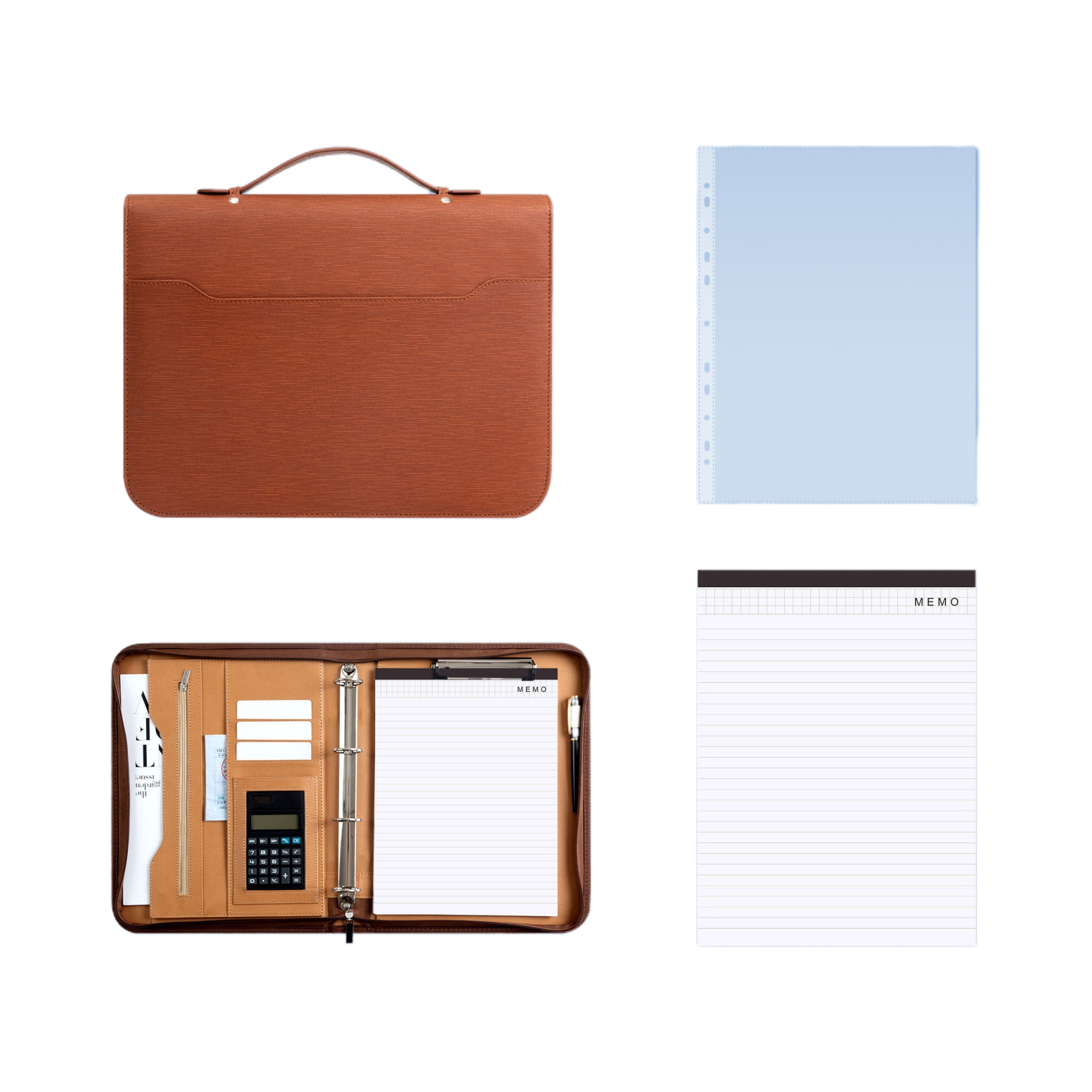 Zippered Leather Folder w/Calculator 1