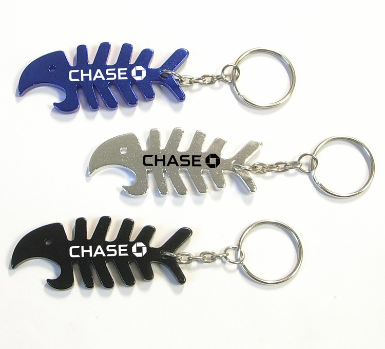 Fish Bone Shaped Metal Bottle Opener with Key Holder