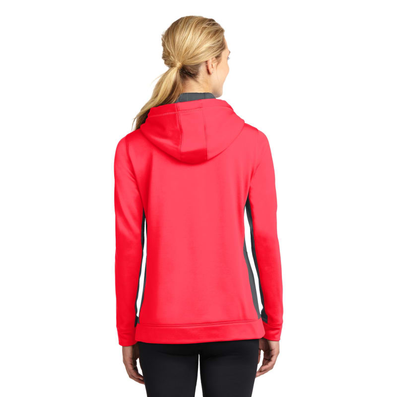 Sport-Tek Women's Sport-Wick Fleece Colorblock Hooded Pullover. 23