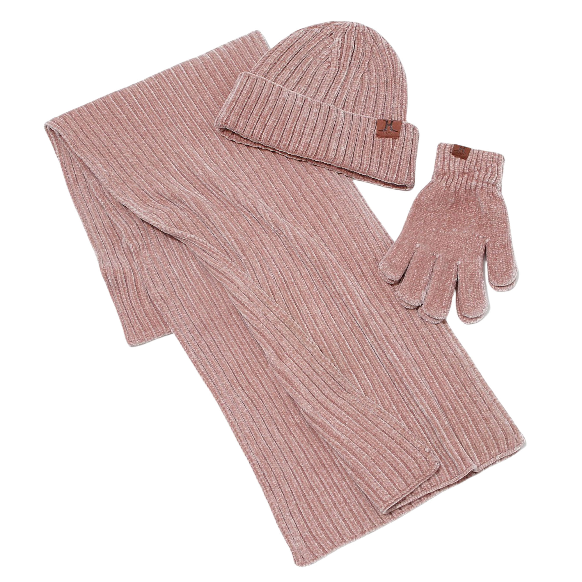 Winter Scarf Hat Gloves Set - Rib Knit Beanie Neck Warmer Touchscreen Gloves 5