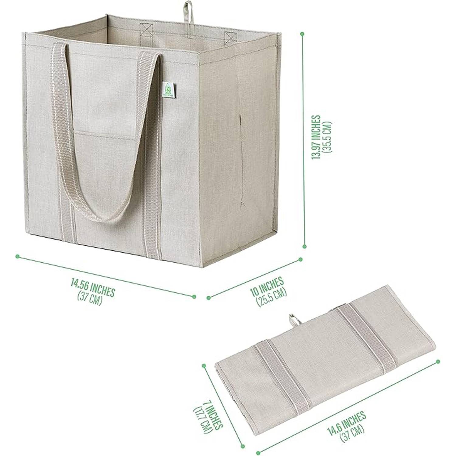 4-Pocket Heavy Duty Oxford Grocery Tote Bag w/ Hard Base 3