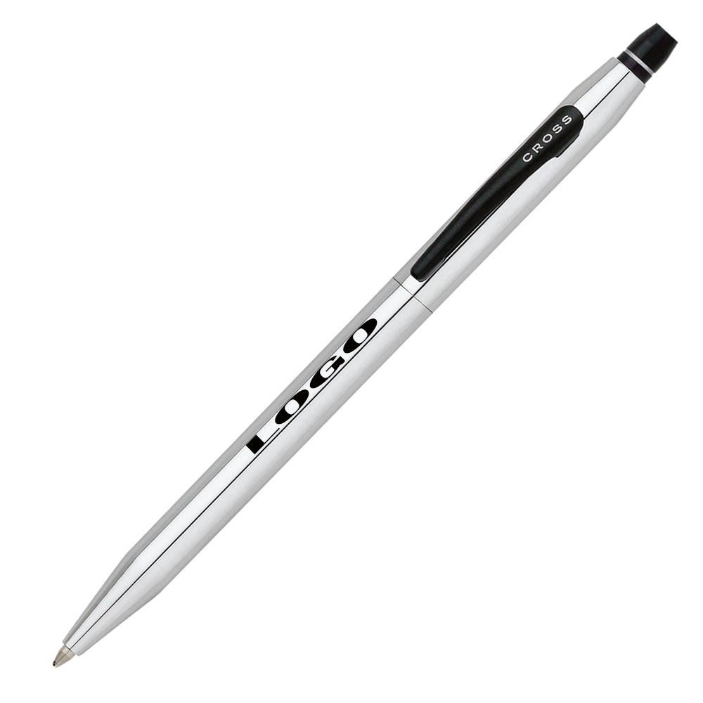 Chrome Click Cross Roller Ball Pen w/ Black Clip. 2