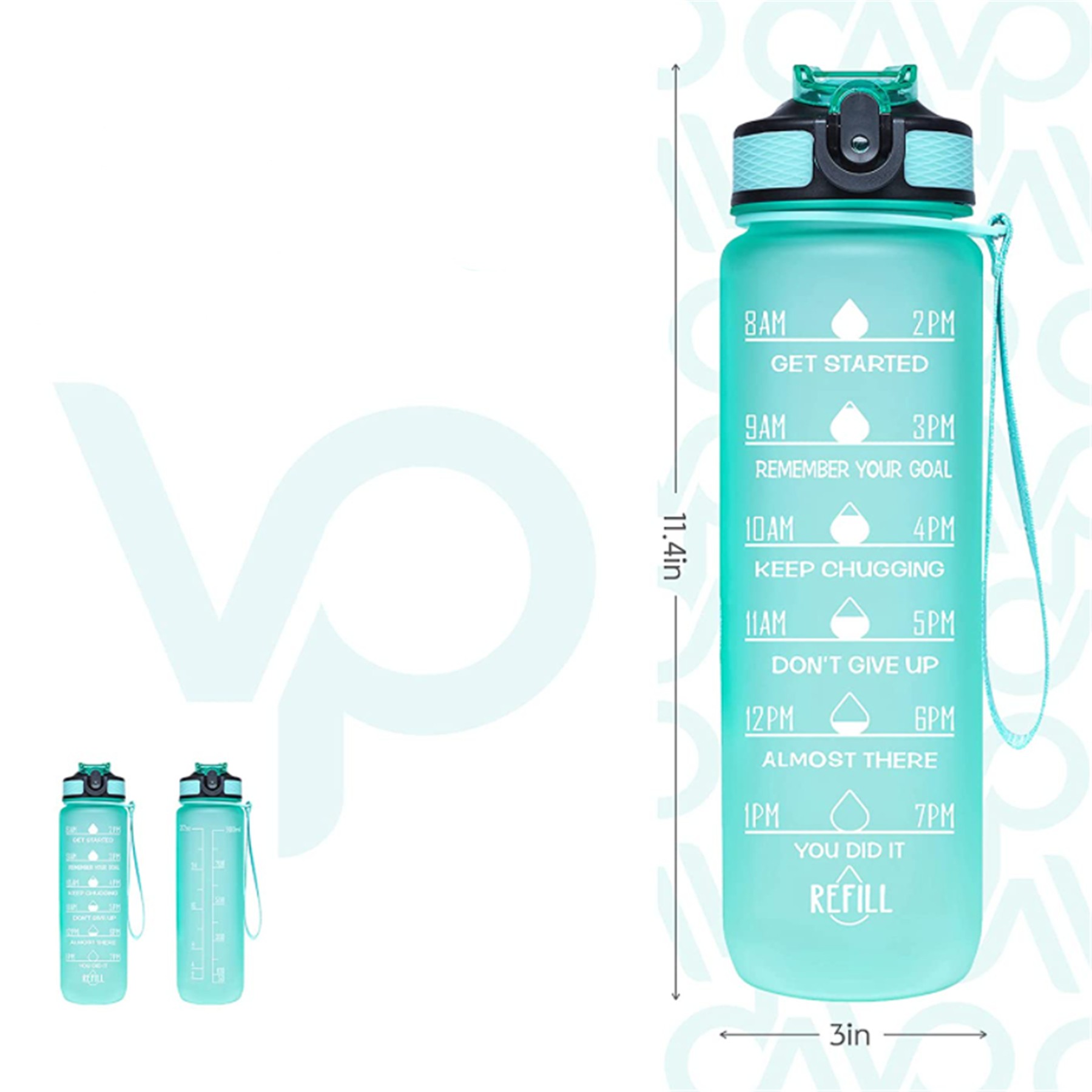 32Oz Sports Water Bottle With Time Marker With Straw 2