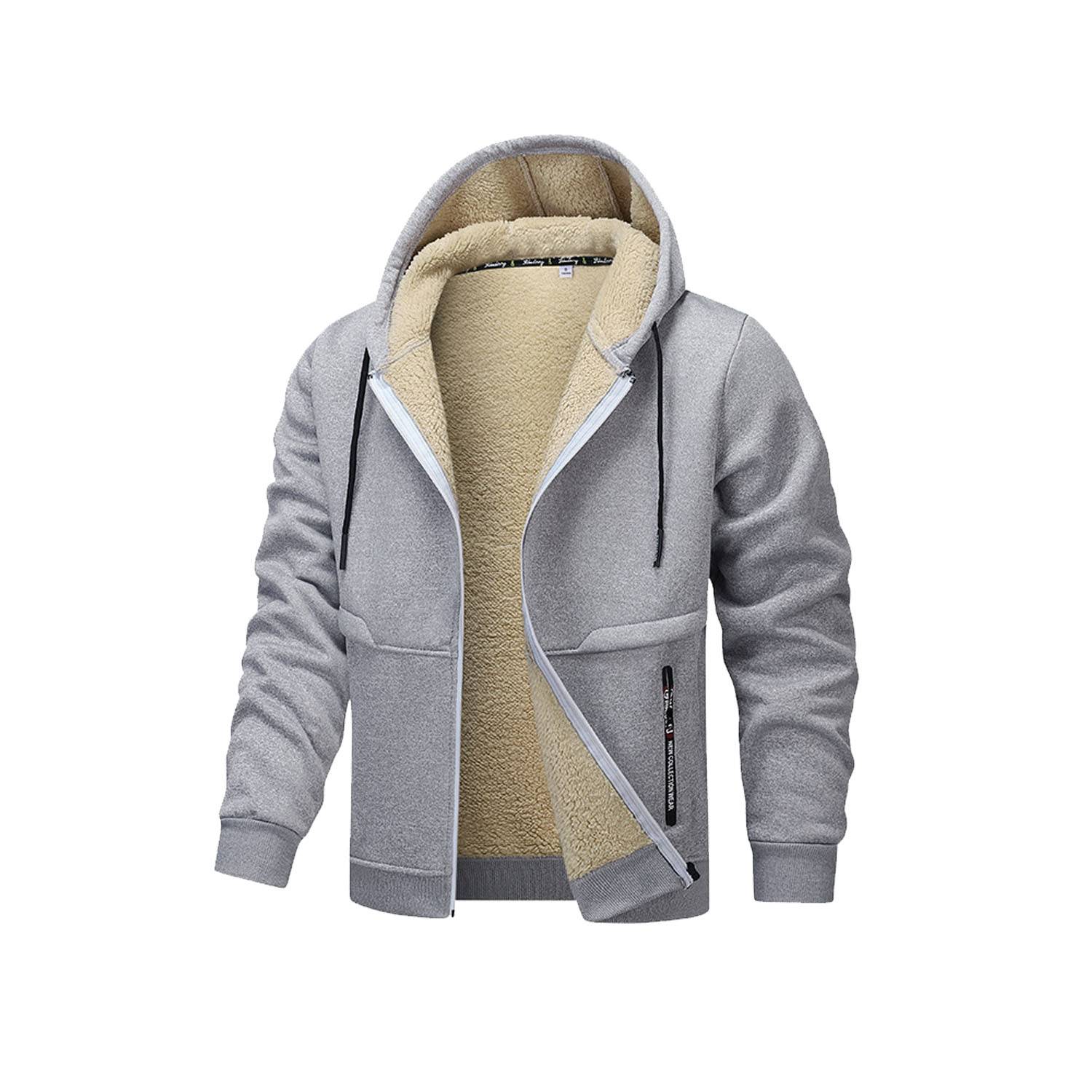Men Windproof Fleece Lined Heavyweight Hooded Jacket 8