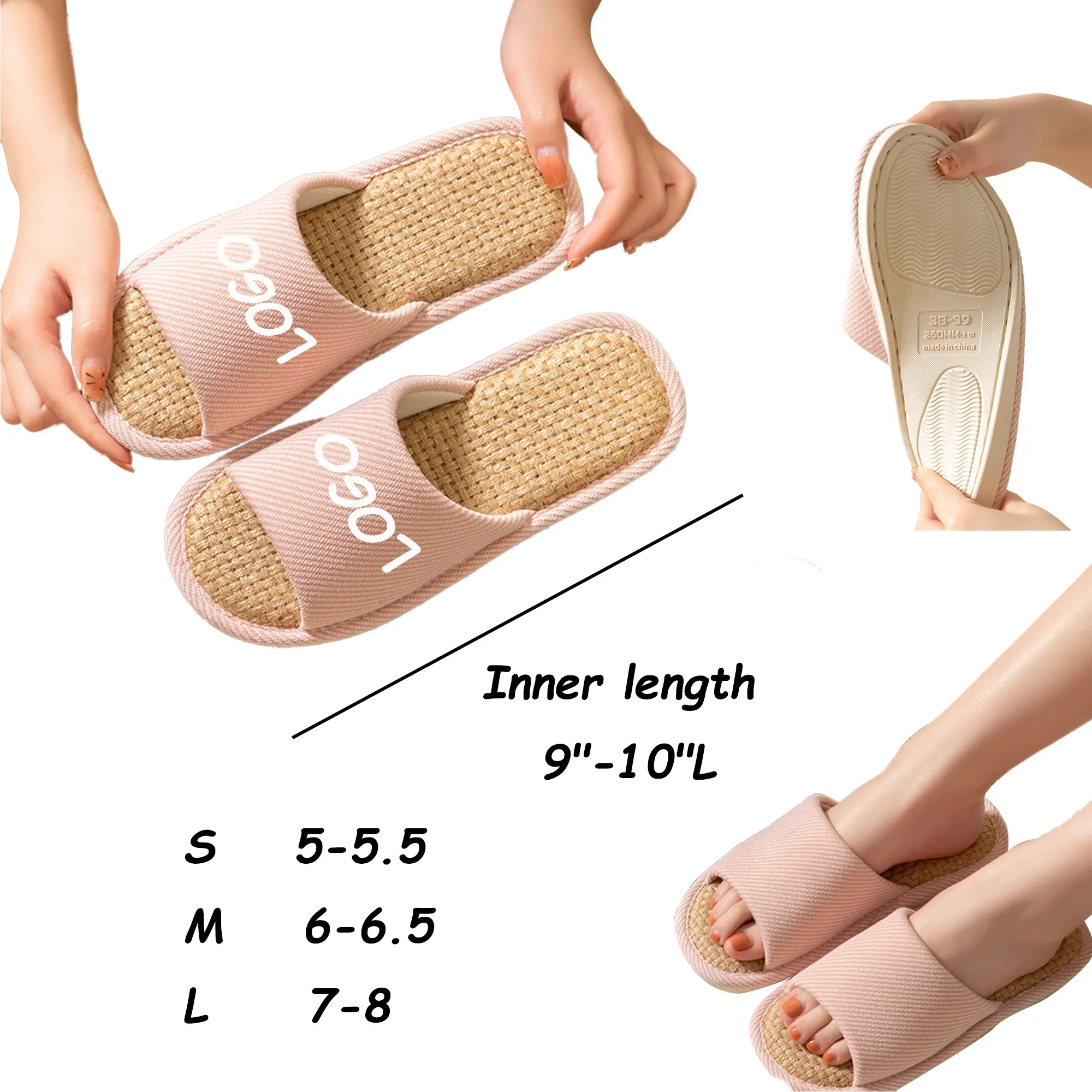 MOQ 30 Summer Linen Slippers Indoor Quiet Breathable 11