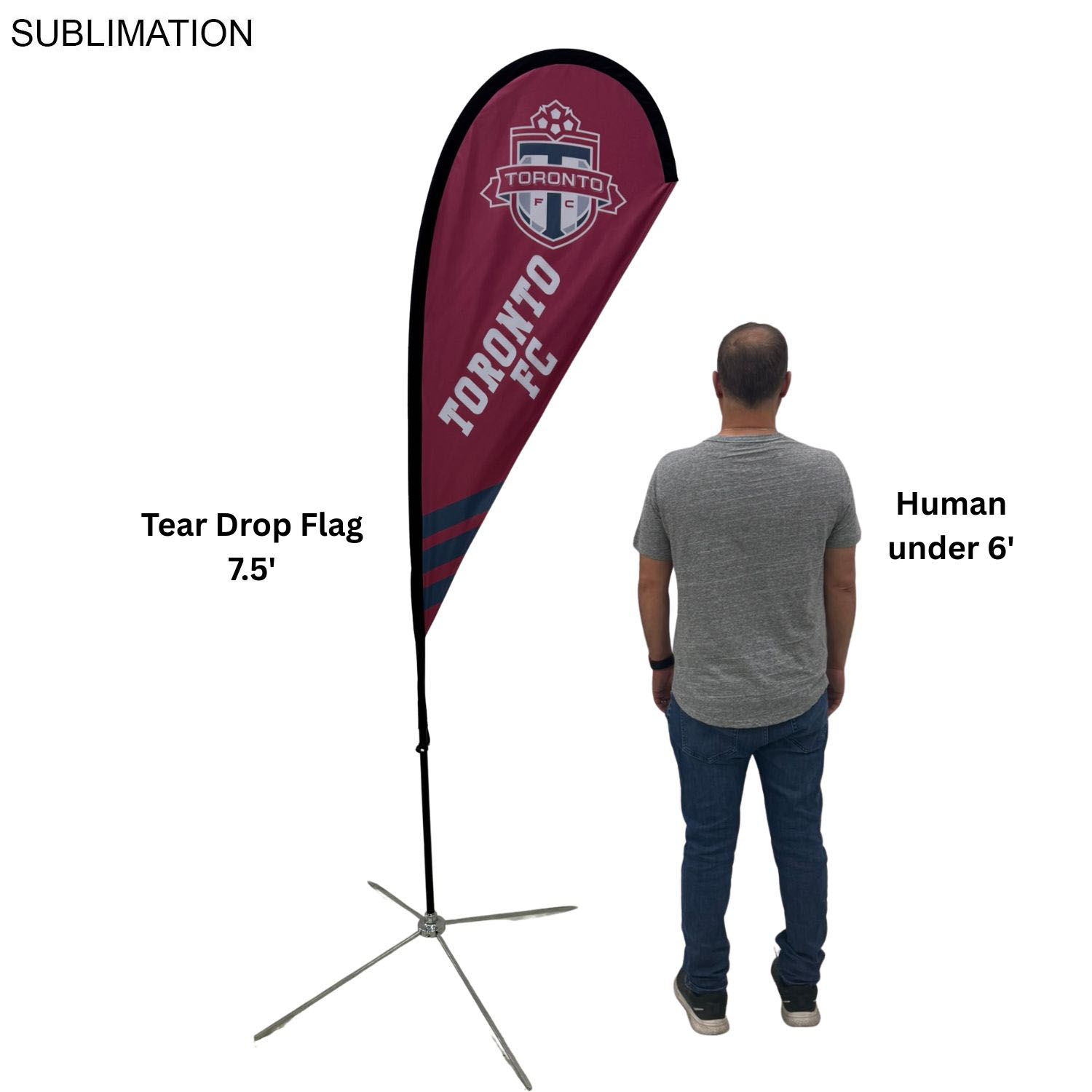 48Hr Quick Ship - 7.5' X-Small Tear Drop Flag Kit, Full Color Graphics Double Sided 18