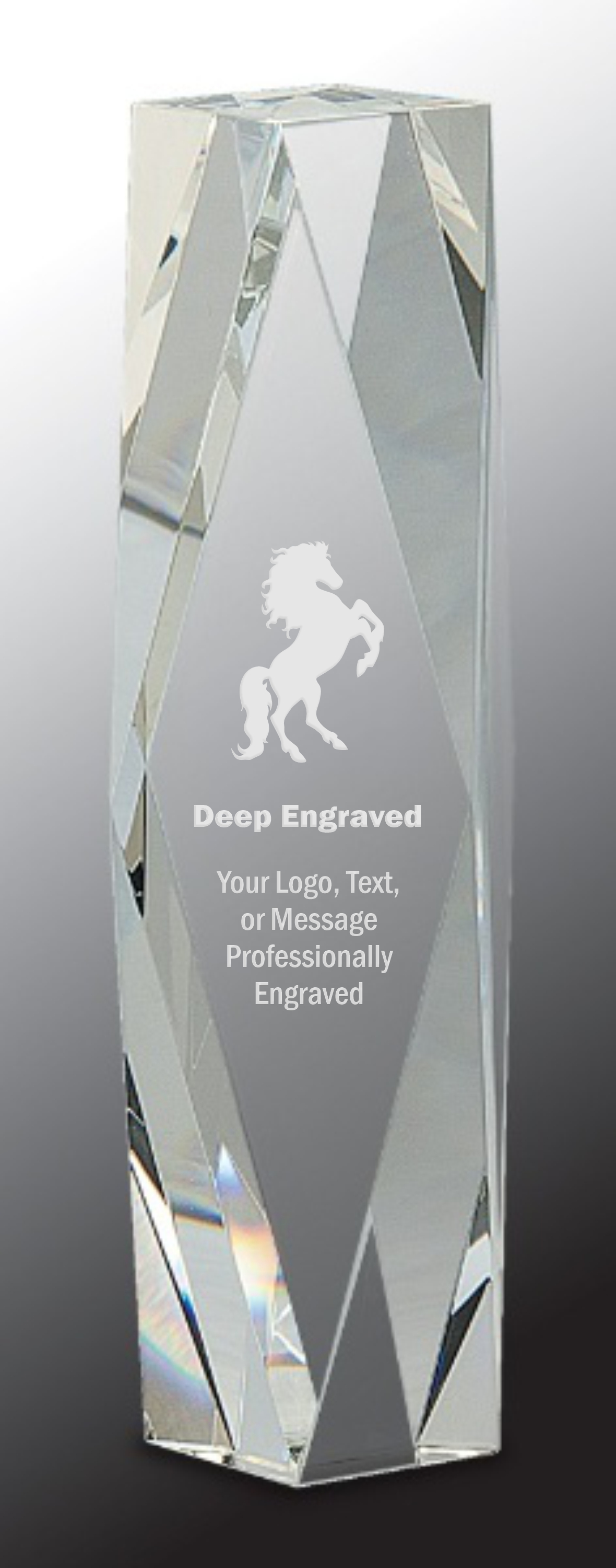 10" Clear Crystal Facet Tower Award