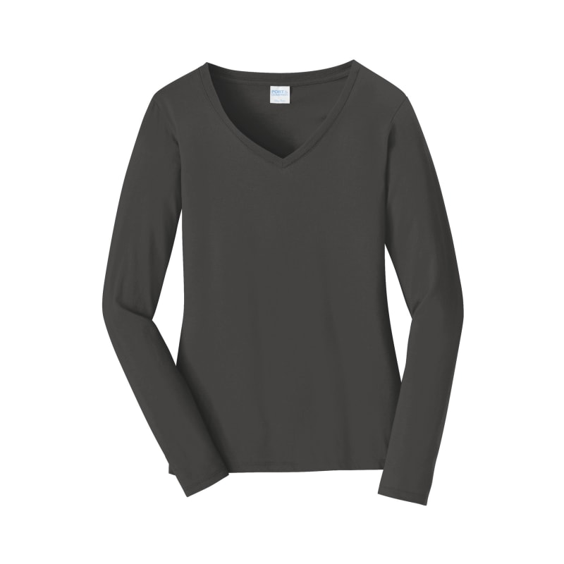 Port & Company Women's Long Sleeve Fan Favorite V-Neck Tee. 41