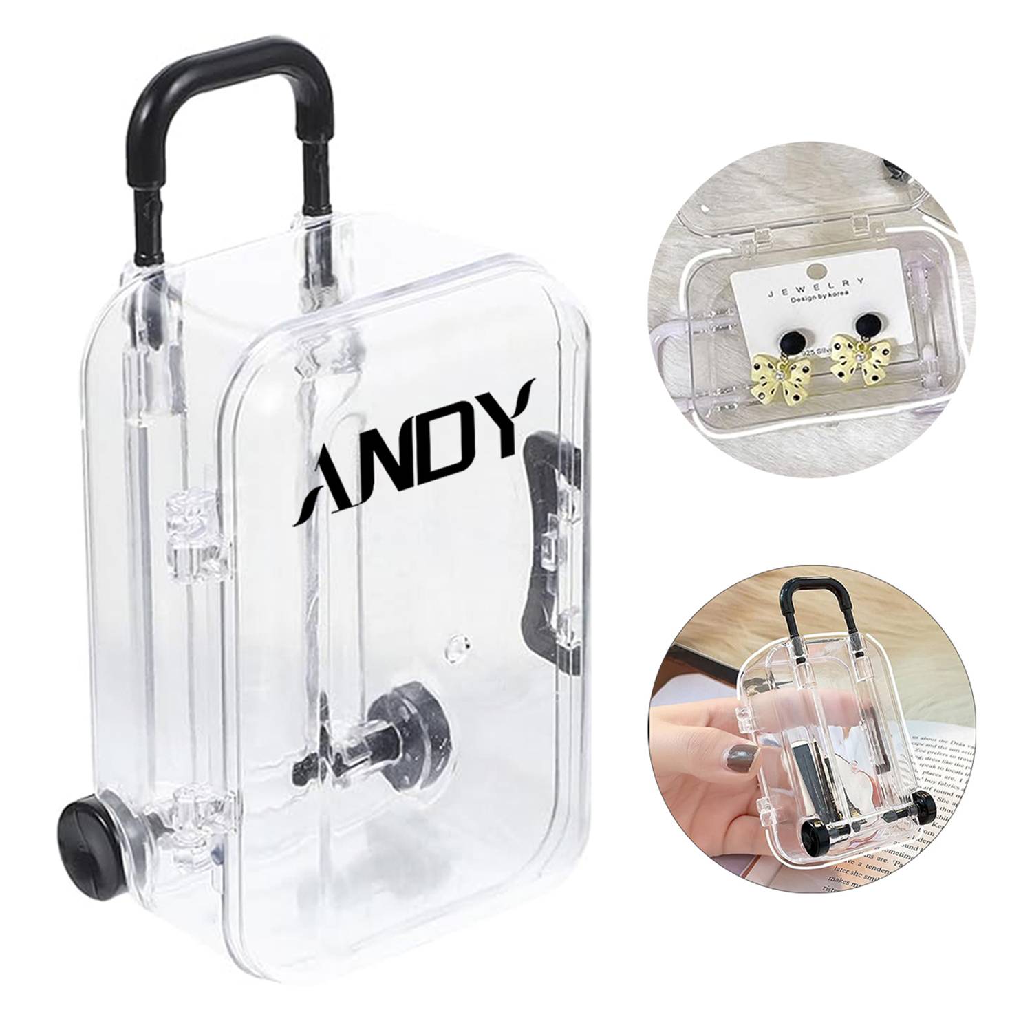 Mini Cute Transparent PP Trolley Case Jewelry Box 10