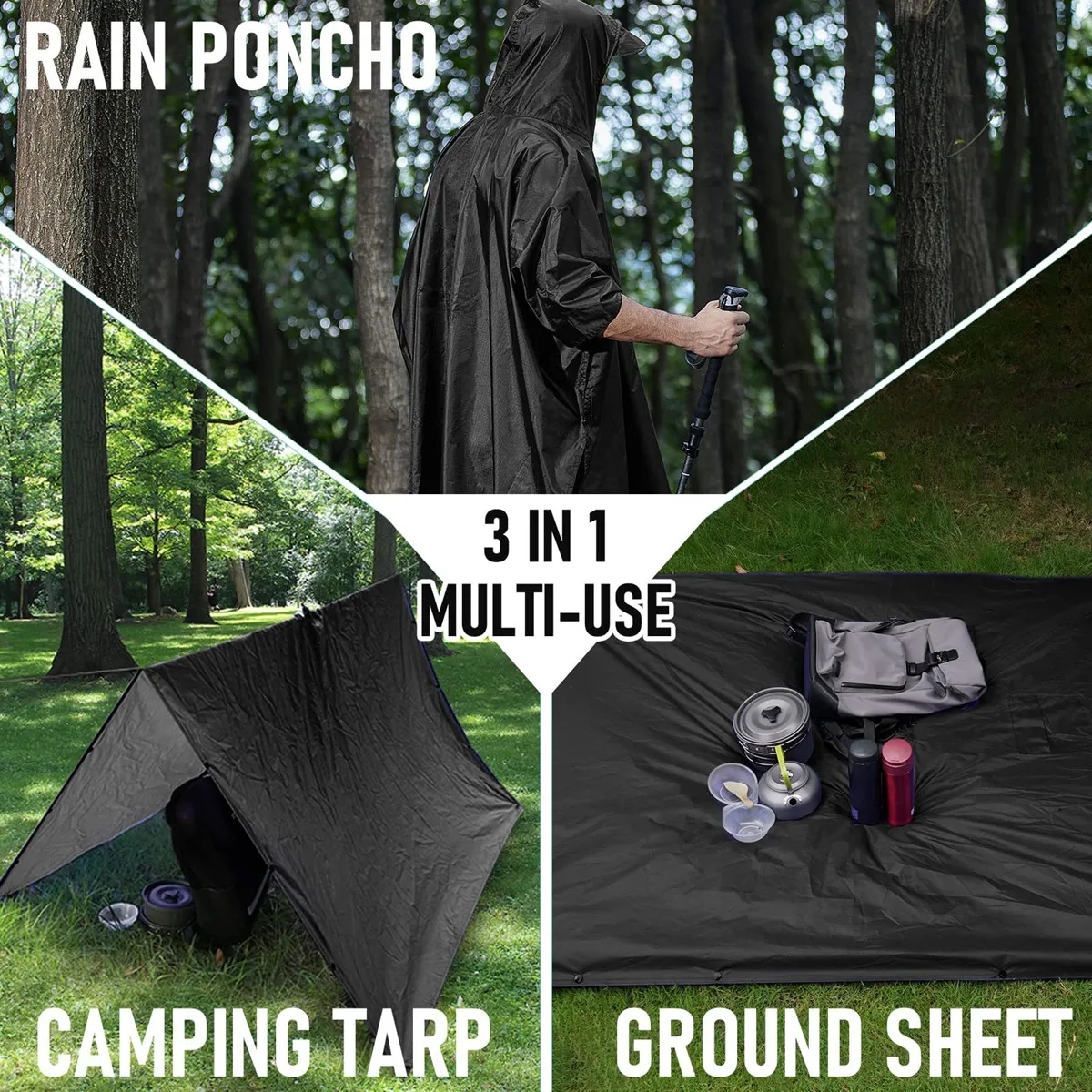 Hooded Waterproof PU Rain Poncho With Pocket 2
