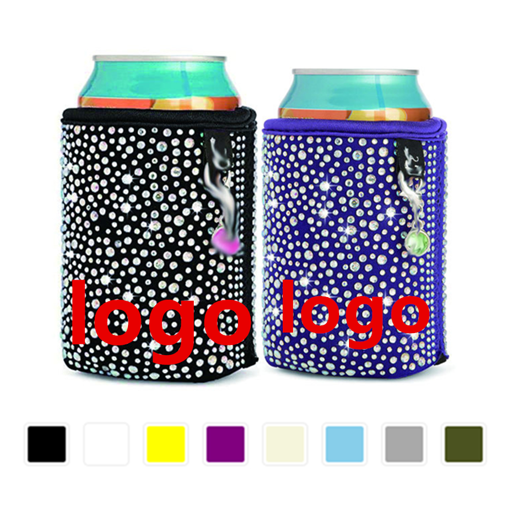 Rhinestone Insulated Can Cooler, custom koozie with logo imprint 4