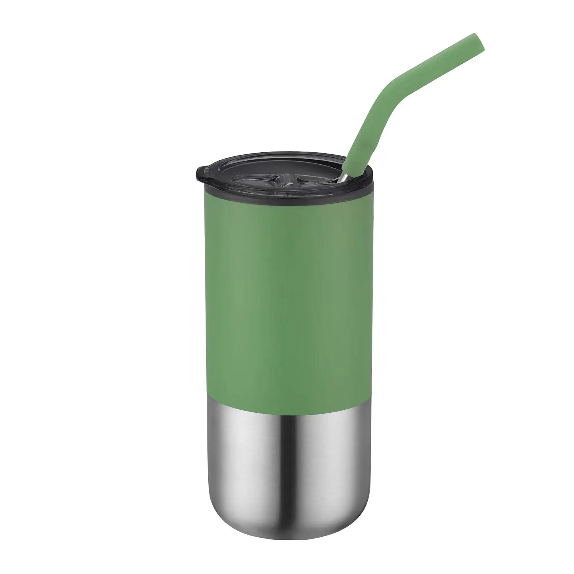 16oz. Double Wall SS / PP Tumbler w/Silicone Sip Steel Straw 13