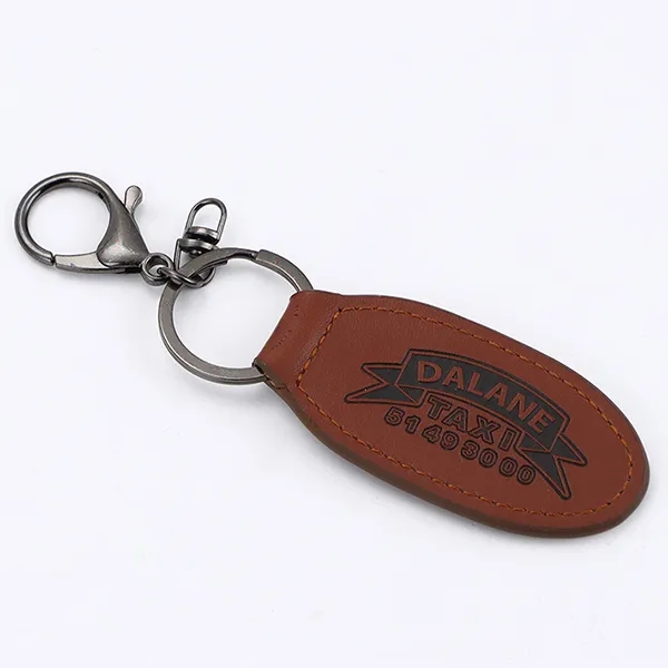 Oval shaped Leather Keyring 2