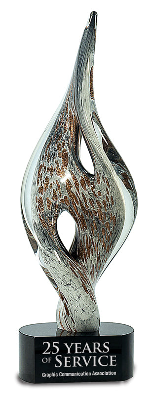 15" Spire Twist Art Glass On Black Base 2