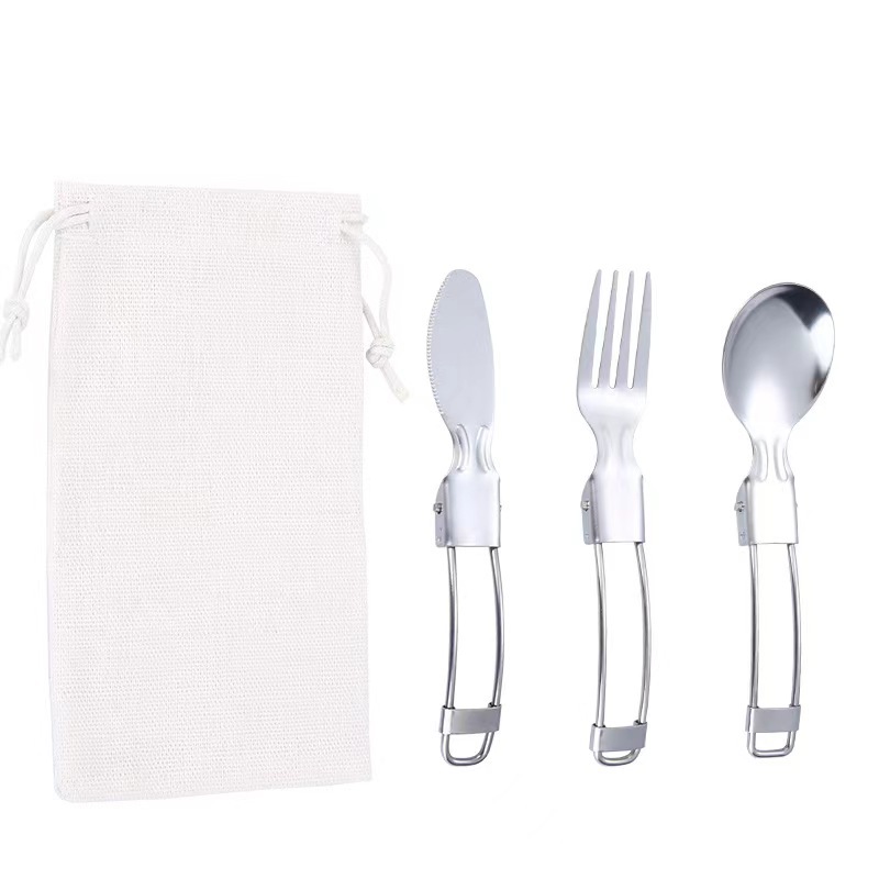 304 Stainless Steel Camping Folding Cutlery Set 3