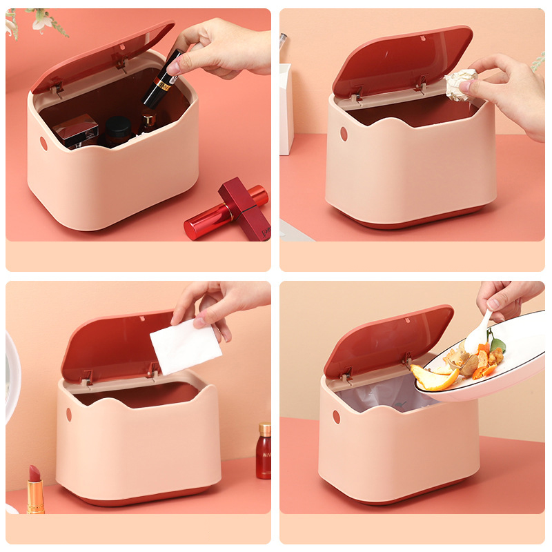 Mini Desktop Trash Can w/Lid 3