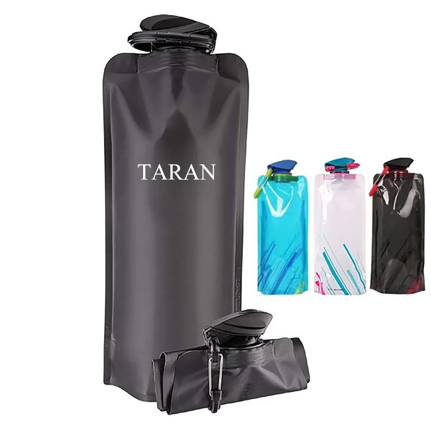 Custom 24oz Collapsible Water bas With Carabiner 2