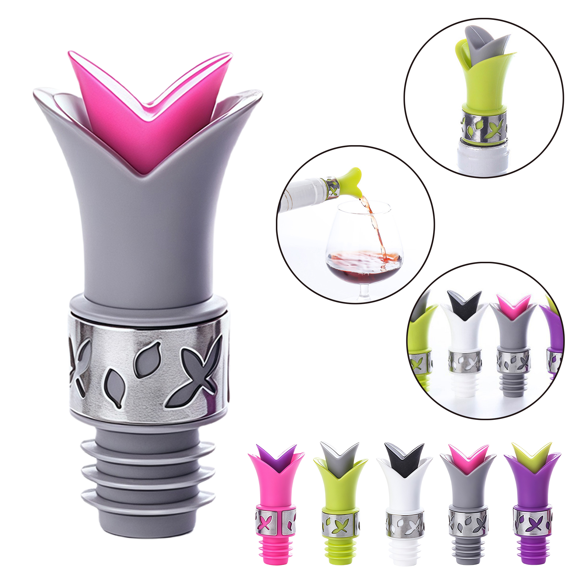 Silicone Wine Stoppers with Lily Design 3