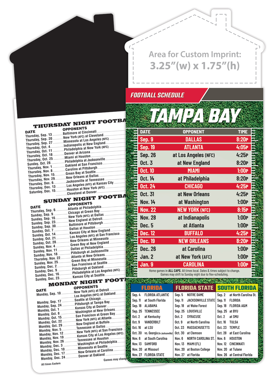 Magna-Card House Shape Magnet Football Schedules (3.5x9) 5